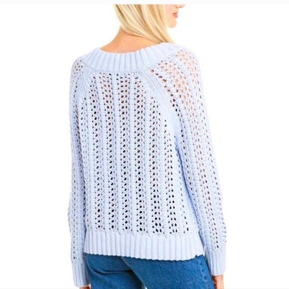 J. Crew Wide-neck beach sweater with pointelle stitch (light blue) - Picture 2 of 11